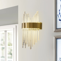 Glam Modern Gold LED Wall Sconces Wall Light with Multiple Glass Strips for Dining Room Living Room