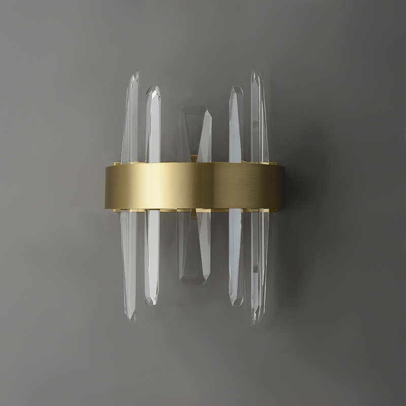Modern Minimalist Gold LED Wall Sconces Wall Light with Four Crystal Strips for Dining Room Living Room