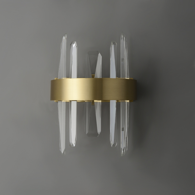 Modern Minimalist Gold LED Wall Scoces Wall Light with Four Crystal Strips for Dining Room Living Room
