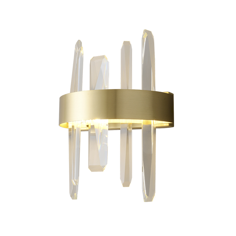 Modern Minimalist Gold LED Wall Sconces Wall Light with Four Crystal Strips for Dining Room Living Room