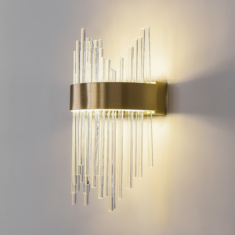 Glam Modern Gold LED Wall Sconces Wall Light with Multiple Glass Strips for Dining Room Living Room