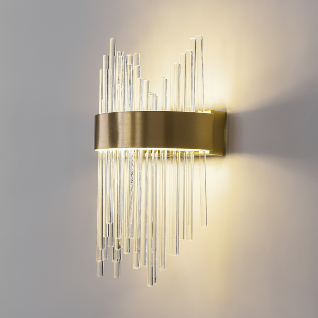 Glam Modern Gold LED Wall Scoces Wall Light with Multiple Glass Strips for Dining Room Living Room