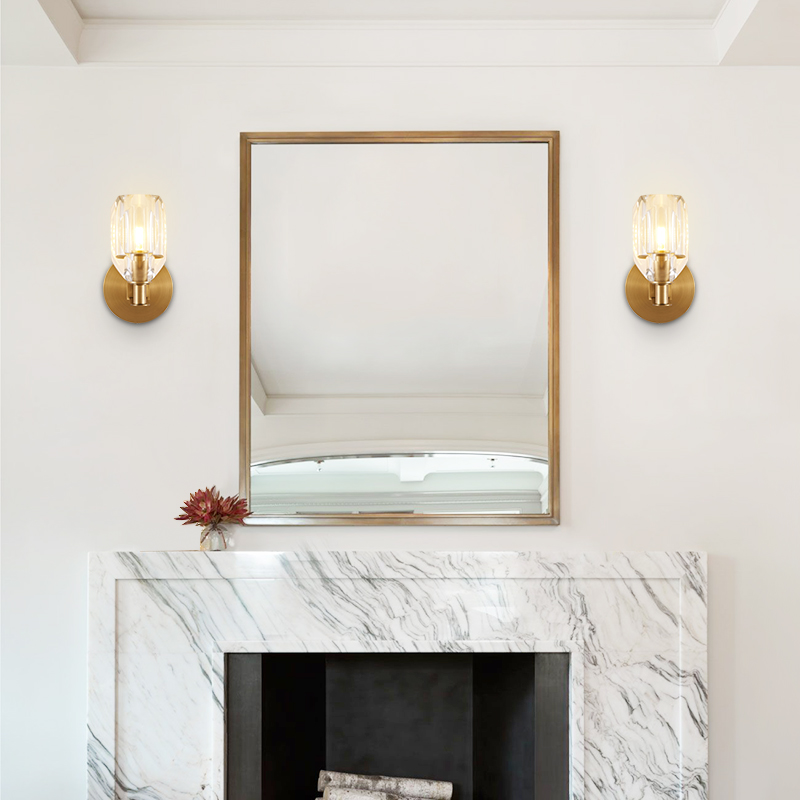 Modern Mini Wall Sconce Wall Light in Geometric Glass Shade Bathroom Vanity Light for Bedroom/ Hallway/ Bar