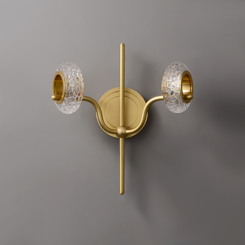 Mid-century Classic 1/2 Light Polished Brass Bathroom Vanity Light Hollow Circle Glass Shade Wall Sconce Wall Light
