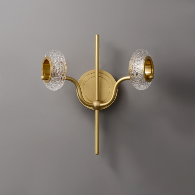Mid-century Classic 1/2 Light Polished Brass Bathroom Vanity Light Hollow Cricle Glass Shade Wall Sconce Wall Light