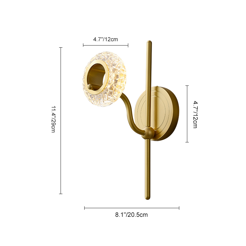 Mid-century Classic 1/2 Light Polished Brass Bathroom Vanity Light Hollow Circle Glass Shade Wall Sconce Wall Light