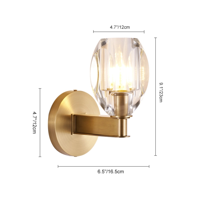 Modern Mini Wall Sconce Wall Light in Geometric Glass Shade Bathroom Vanity Light for Bedroom/ Hallway/ Bar