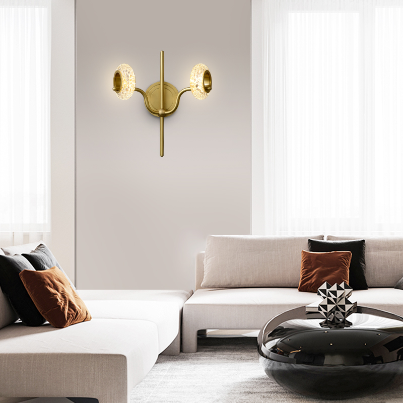 Mid-century Classic 1/2 Light Polished Brass Bathroom Vanity Light Hollow Circle Glass Shade Wall Sconce Wall Light