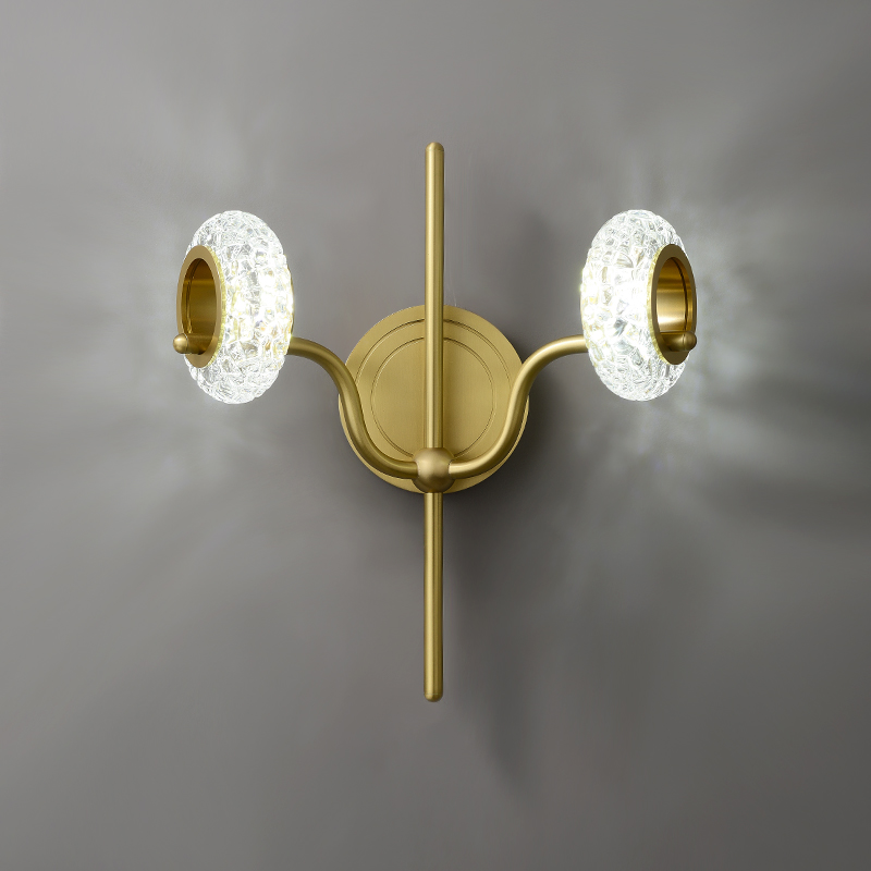 Mid-century Classic 1/2 Light Polished Brass Bathroom Vanity Light Hollow Circle Glass Shade Wall Sconce Wall Light