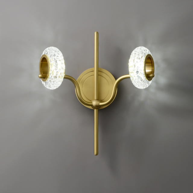 Mid-century Classic 1/2 Light Polished Brass Bathroom Vanity Light Hollow Cricle Glass Shade Wall Sconce Wall Light