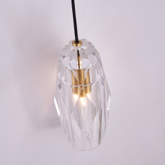 Geometric Glass Shade 1-Light Contemporary Wall Sconce Linear Wall Light in Brushed Brass