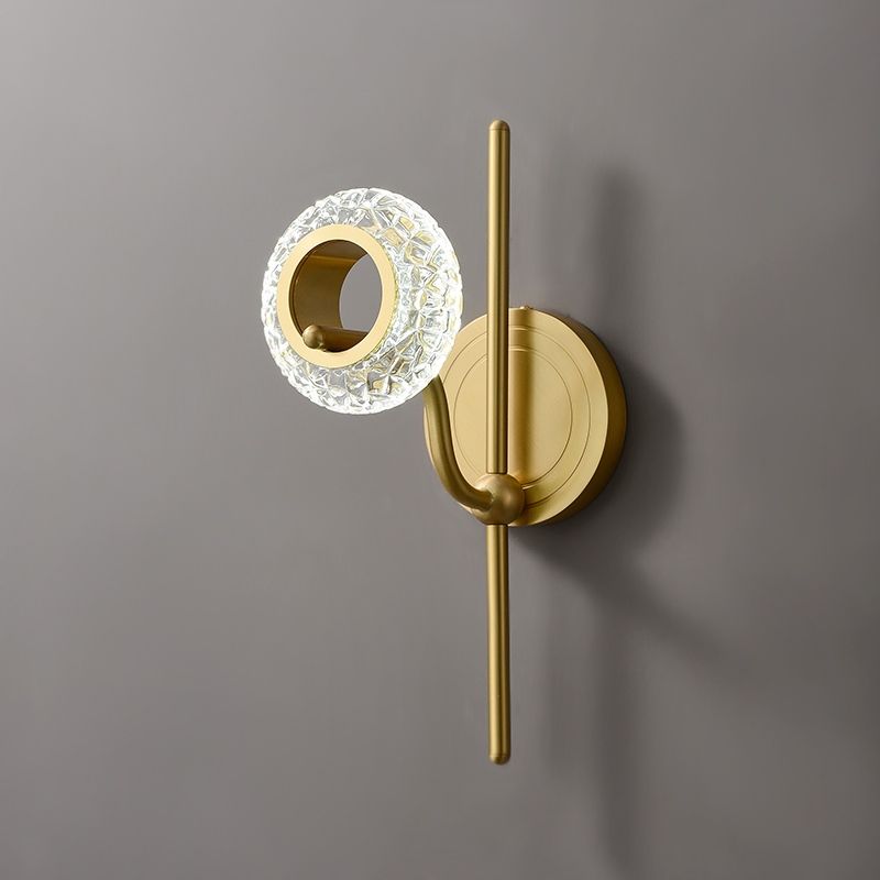 Mid-century Classic 1/2 Light Polished Brass Bathroom Vanity Light Hollow Circle Glass Shade Wall Sconce Wall Light