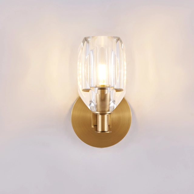 Modern Mini Wall Sconce Wall Light in Geometric Glass Shade Bathroom Vanity Light for Bedroom/ Hallway/ Bar