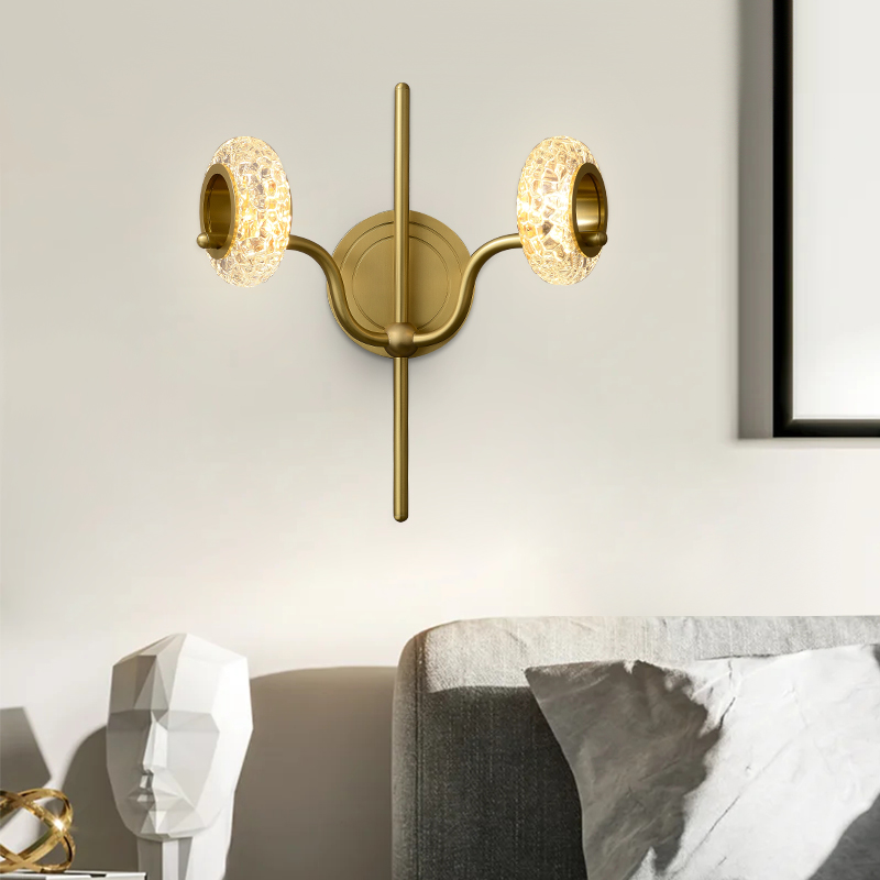 Mid-century Classic 1/2 Light Polished Brass Bathroom Vanity Light Hollow Circle Glass Shade Wall Sconce Wall Light