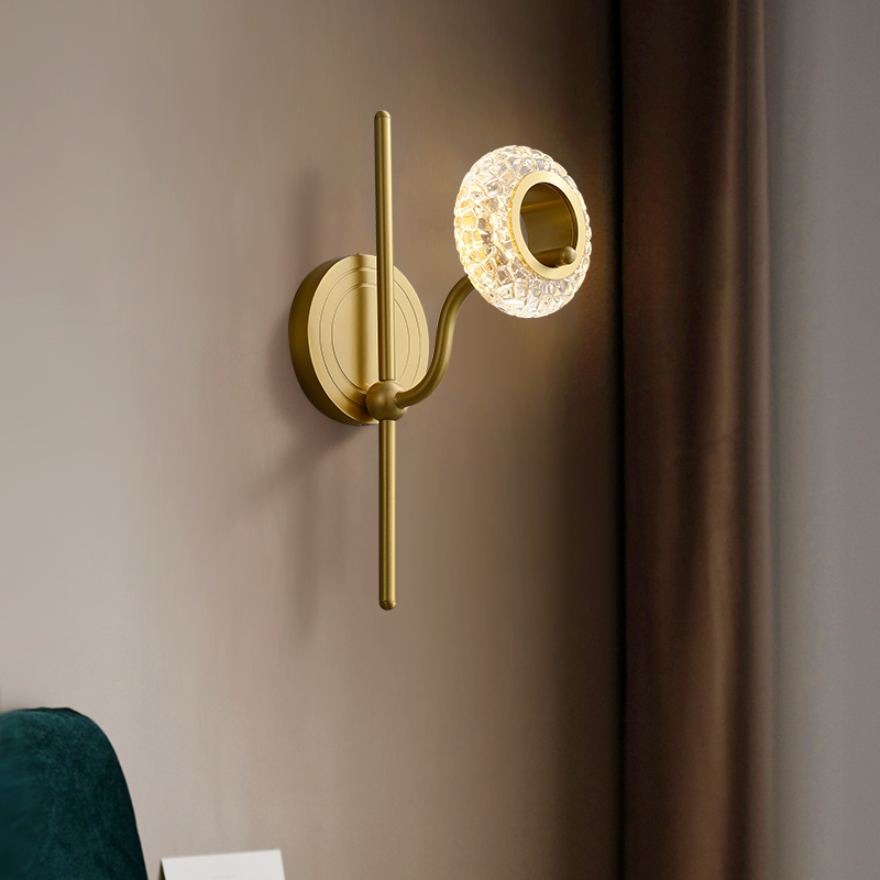 Mid-century Classic 1/2 Light Polished Brass Bathroom Vanity Light Hollow Circle Glass Shade Wall Sconce Wall Light
