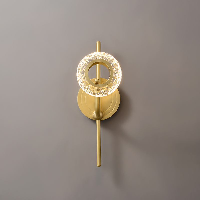 Mid-century Classic 1/2 Light Polished Brass Bathroom Vanity Light Hollow Circle Glass Shade Wall Sconce Wall Light