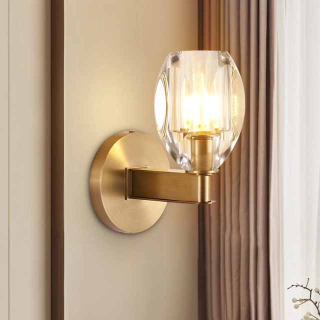 Modern Mini Wall Sconce Wall Light in Geometric Glass Shade Bathroom Vanity Light for Bedroom/ Hallway/ Bar