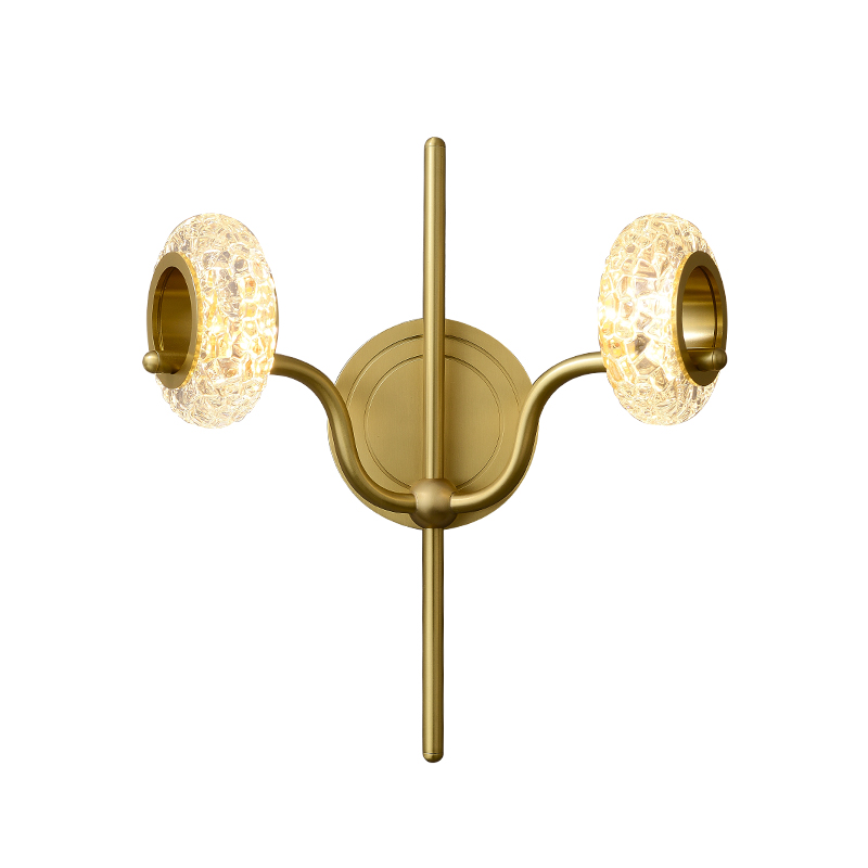 Mid-century Classic 1/2 Light Polished Brass Bathroom Vanity Light Hollow Circle Glass Shade Wall Sconce Wall Light