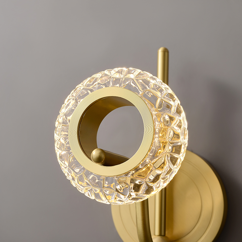 Mid-century Classic 1/2 Light Polished Brass Bathroom Vanity Light Hollow Circle Glass Shade Wall Sconce Wall Light