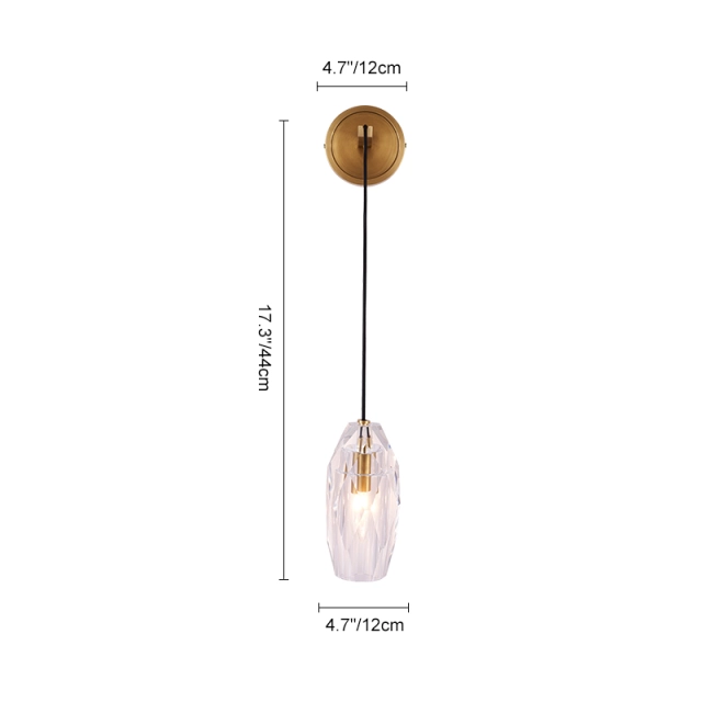 Geometric Glass Shade 1-Light Contemporary Wall Sconce Linear Wall Light in Brushed Brass