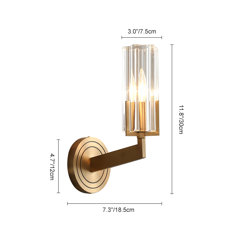 Minimalist Modern 1/2 Light Polished Brass Cylinder Glass Shade Wall Sconce Wall Light Bathroom Vanity Light