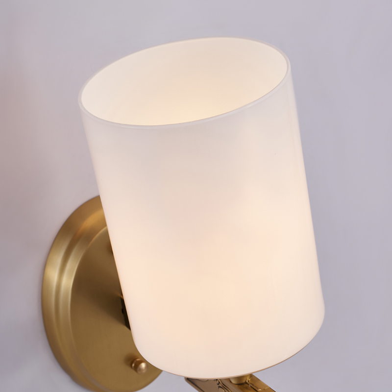 Luxury Mid-century 1/2 Light Ethnic Carved Design Brass Wall Sconce Wall Light in Cylinder Glass Shade for Bedroom/ Hallway / Bar / Bathroom