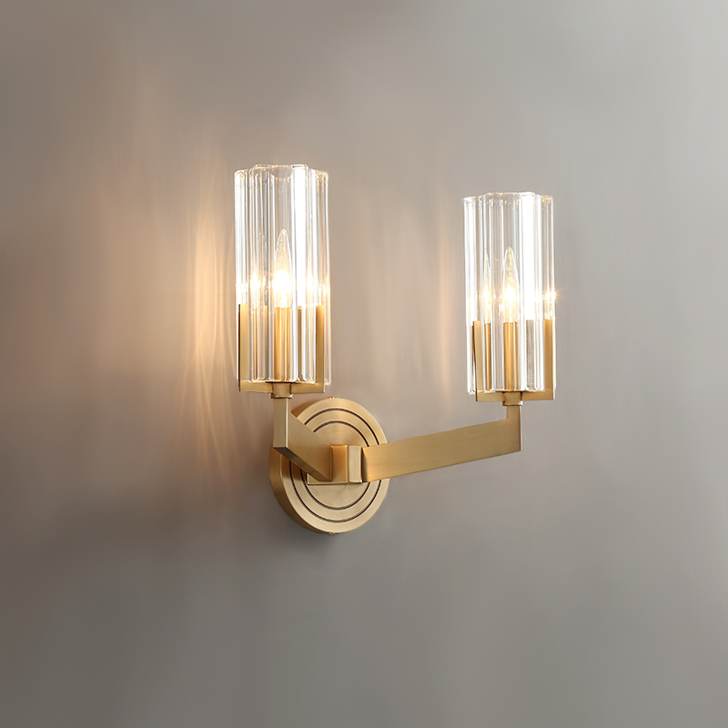 Minimalist Modern 1/2 Light Polished Brass Cylinder Glass Shade Wall Sconce Wall Light Bathroom Vanity Light