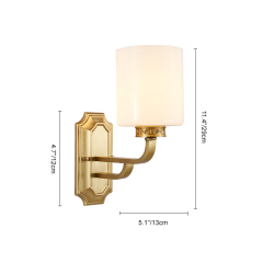 1 Light Modern Polished Gold Cylnder Glass Shade Wall Sconce Wall Light Bathroom Vanity Light for  Bedroom Hallway Living Room