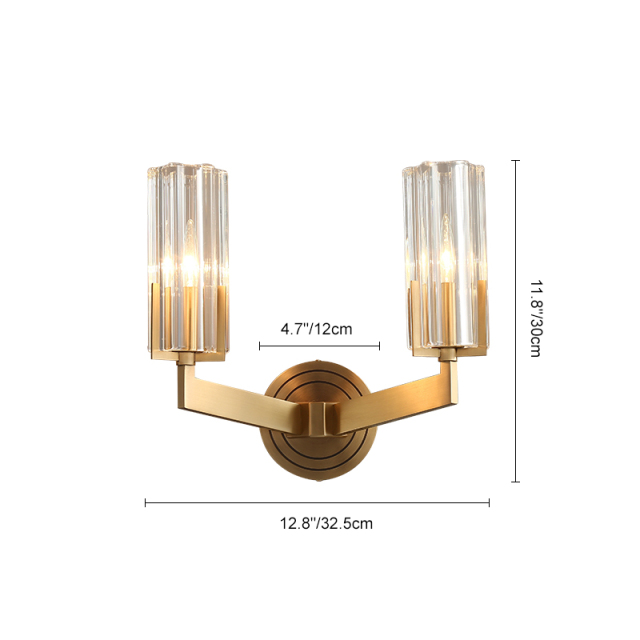 Minimalist Modern 1/2 Light Polished Brass Cylnder Glass Shade Wall Sconce Wall Light Bathroom Vanity Light