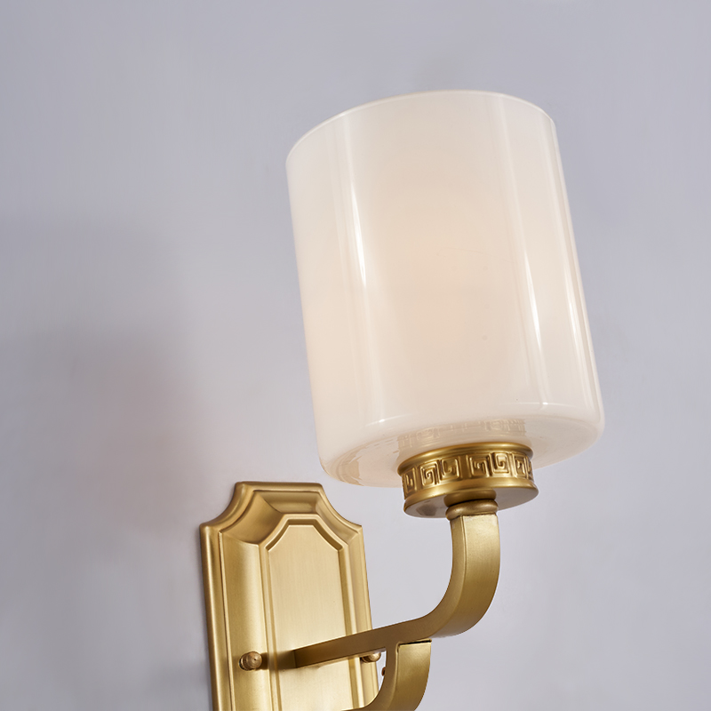 1 Light Modern Polished Gold Cylinder Glass Shade Wall Sconce Wall Light Bathroom Vanity Light for  Bedroom Hallway Living Room