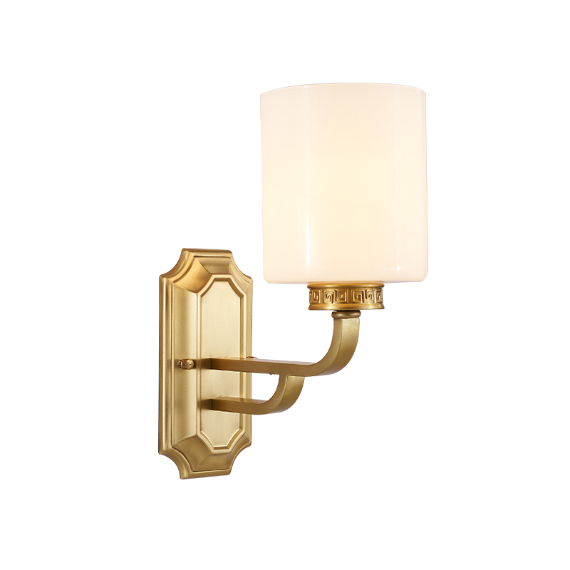 1 Light Modern Polished Gold Cylinder Glass Shade Wall Sconce Wall Light Bathroom Vanity Light for  Bedroom Hallway Living Room