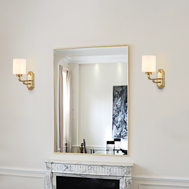 1 Light Modern Polished Gold Cylinder Glass Shade Wall Sconce Wall Light Bathroom Vanity Light for  Bedroom Hallway Living Room