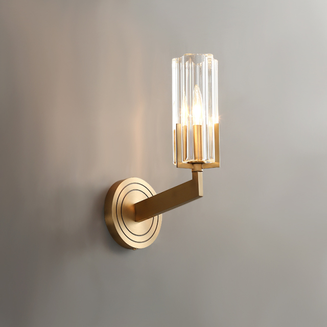 Minimalist Modern 1/2 Light Polished Brass Cylnder Glass Shade Wall Sconce Wall Light Bathroom Vanity Light