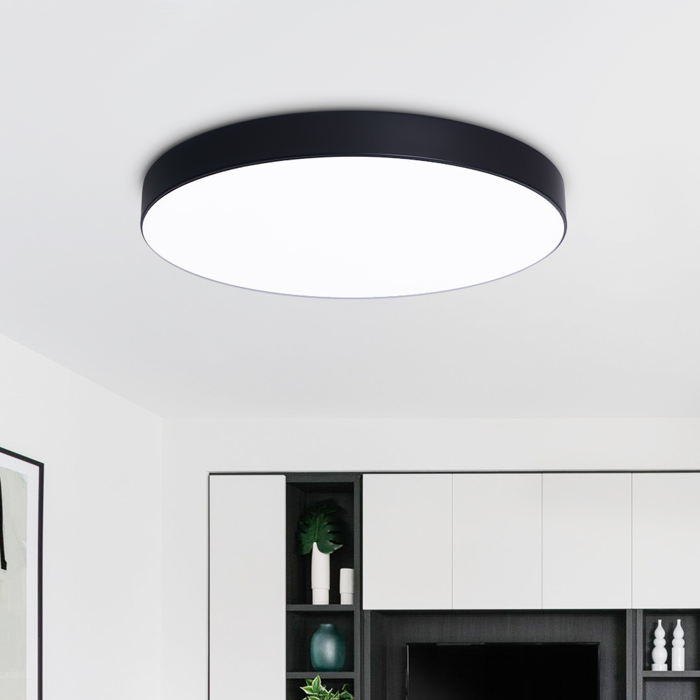 Modern Integrated LED Flush Mount Low Ceiling Light Fixture in Black ...
