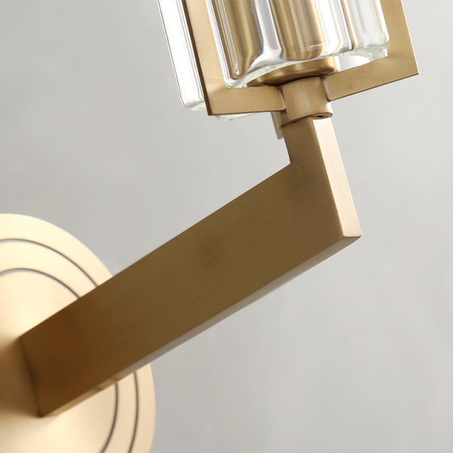 Minimalist Modern 1/2 Light Polished Brass Cylnder Glass Shade Wall Sconce Wall Light Bathroom Vanity Light