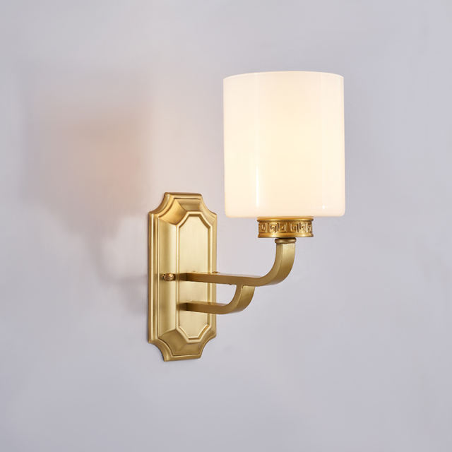 1 Light Modern Polished Gold Cylnder Glass Shade Wall Sconce Wall Light Bathroom Vanity Light for  Bedroom Hallway Living Room