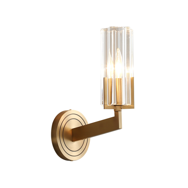 Minimalist Modern 1/2 Light Polished Brass Cylnder Glass Shade Wall Sconce Wall Light Bathroom Vanity Light