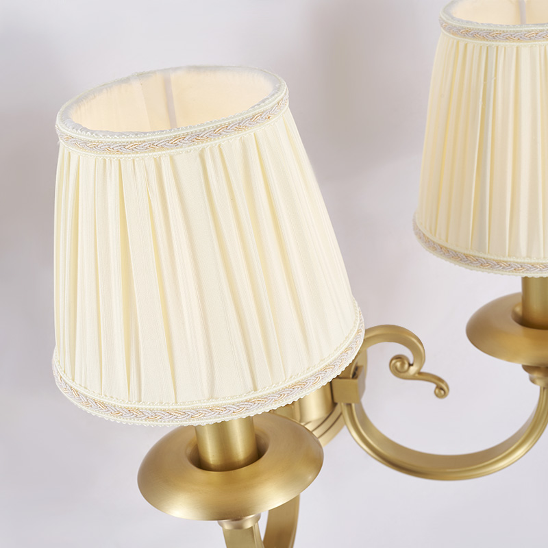 Antique Luxury Brass 2-Light Wall Light Swing Arms with Fabric Shade for Living Room Hallway Bedroom
