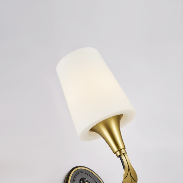 Vintage Modern Black and Gold 1 Light Wall Sconce Light Glass Wall Mount Lamp for Living Room Hallway Bedroom