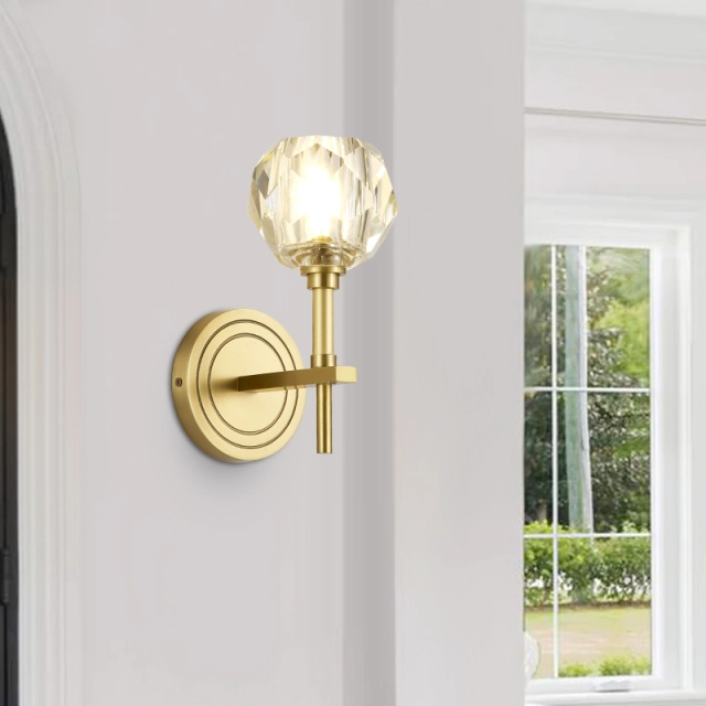 Gold Crystal Wall Sconce 1/2-Light Luxury Modern for Living Room Hallway Bedroom for Living Room Hallway Bedroom