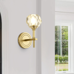 Gold Crystal Wall Sconce 1/2-Light Luxury Modern for Living Room Hallway Bedroom for Living Room Hallway Bedroom