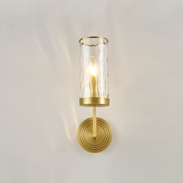 Wave Glass Cylinder Shade Single Light Modern Wall Sconce Wall Light for Living Room Hallway Bedroom