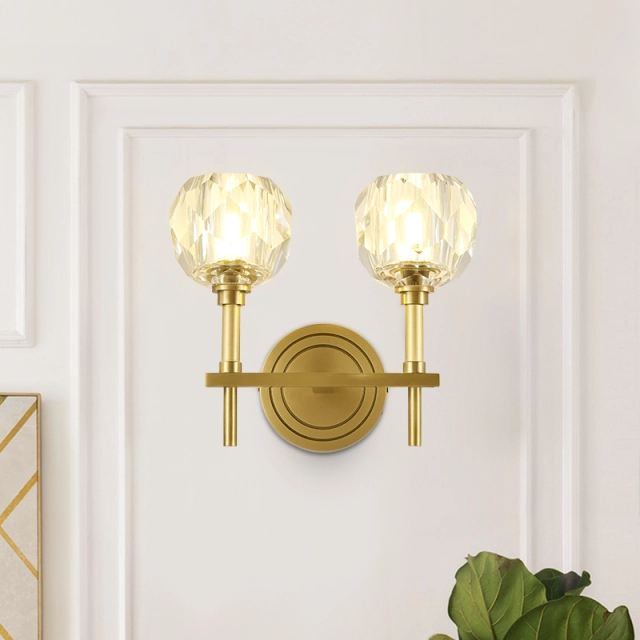 Gold Crystal Wall Sconce 1/2-Light Luxury Modern for Living Room Hallway Bedroom for Living Room Hallway Bedroom