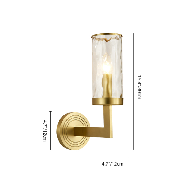 Wave Glass Cylinder Shade Single Light Modern Wall Sconce Wall Light for Living Room Hallway Bedroom