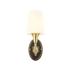 Vintage Modern Black and Gold 1 Light Wall Sconce Light Glass Wall Mount Lamp for Living Room Hallway Bedroom