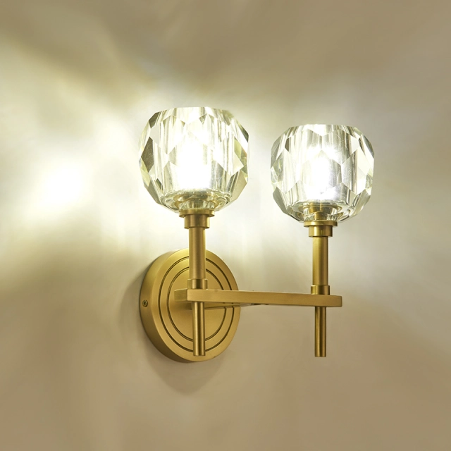 Gold Crystal Wall Sconce 1/2-Light Luxury Modern for Living Room Hallway Bedroom for Living Room Hallway Bedroom