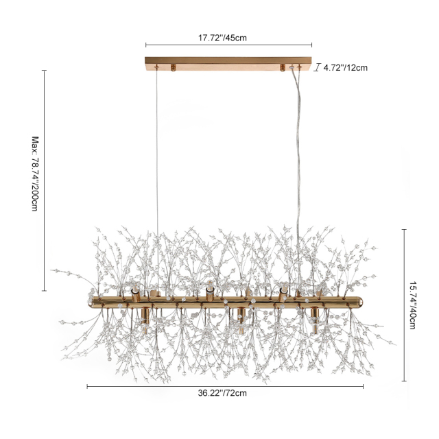 Modern Contemporary 9 Light Linear Chandelier for Living Room Dining Room