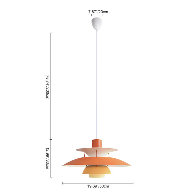 19.69“ Wide Classic Modern Style Mini/Large Designer Pendant Light Dimmable-Orange