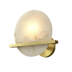 Modern Gold Transmission Wall Lamp Wall Sconce with Marble Round Shade Diffuser for Living Room/ Kitchen/ Bedside