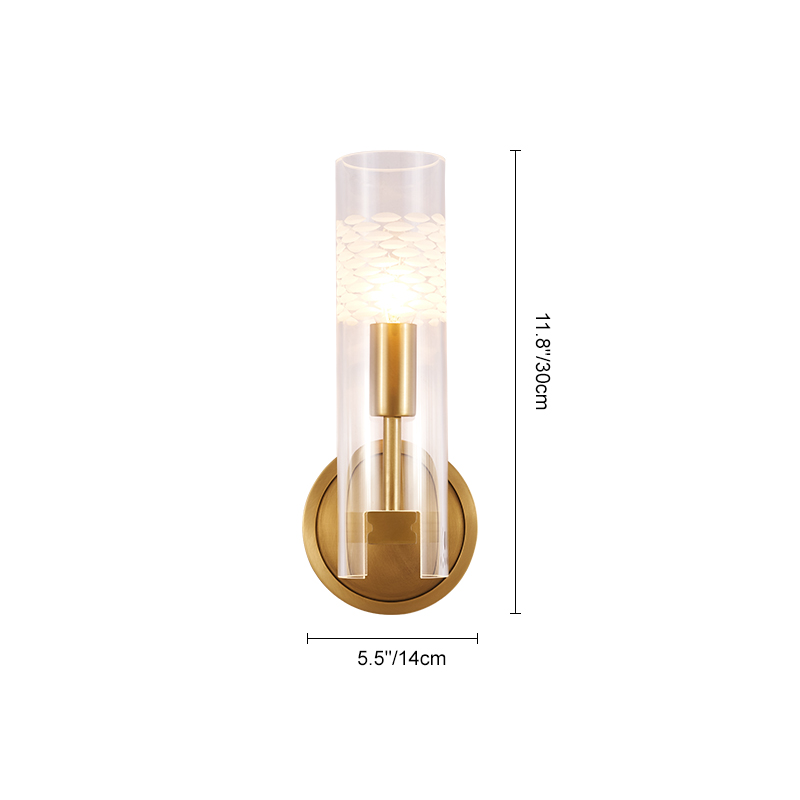 Minimalist Simple Brass Wall Lamp Cylinder Sculpture Shade Wall Sconce for Living Room Hallway Bedroom